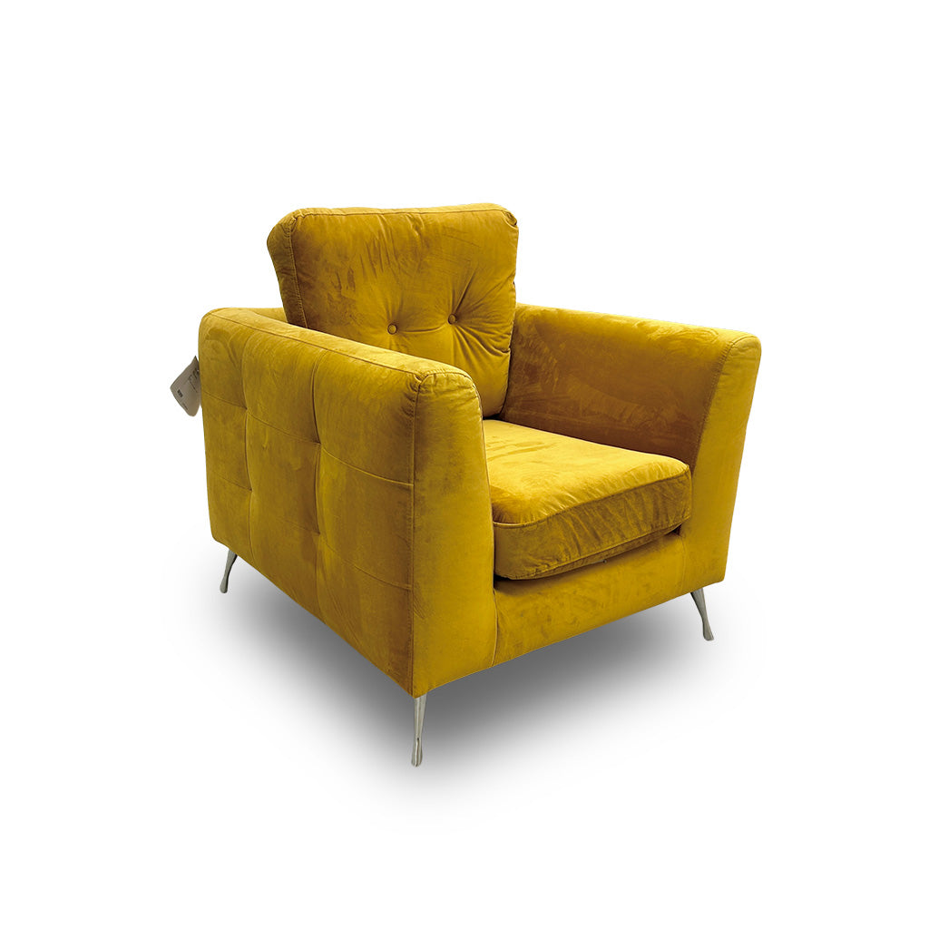'Frankie' Mustard Velvet Armchair