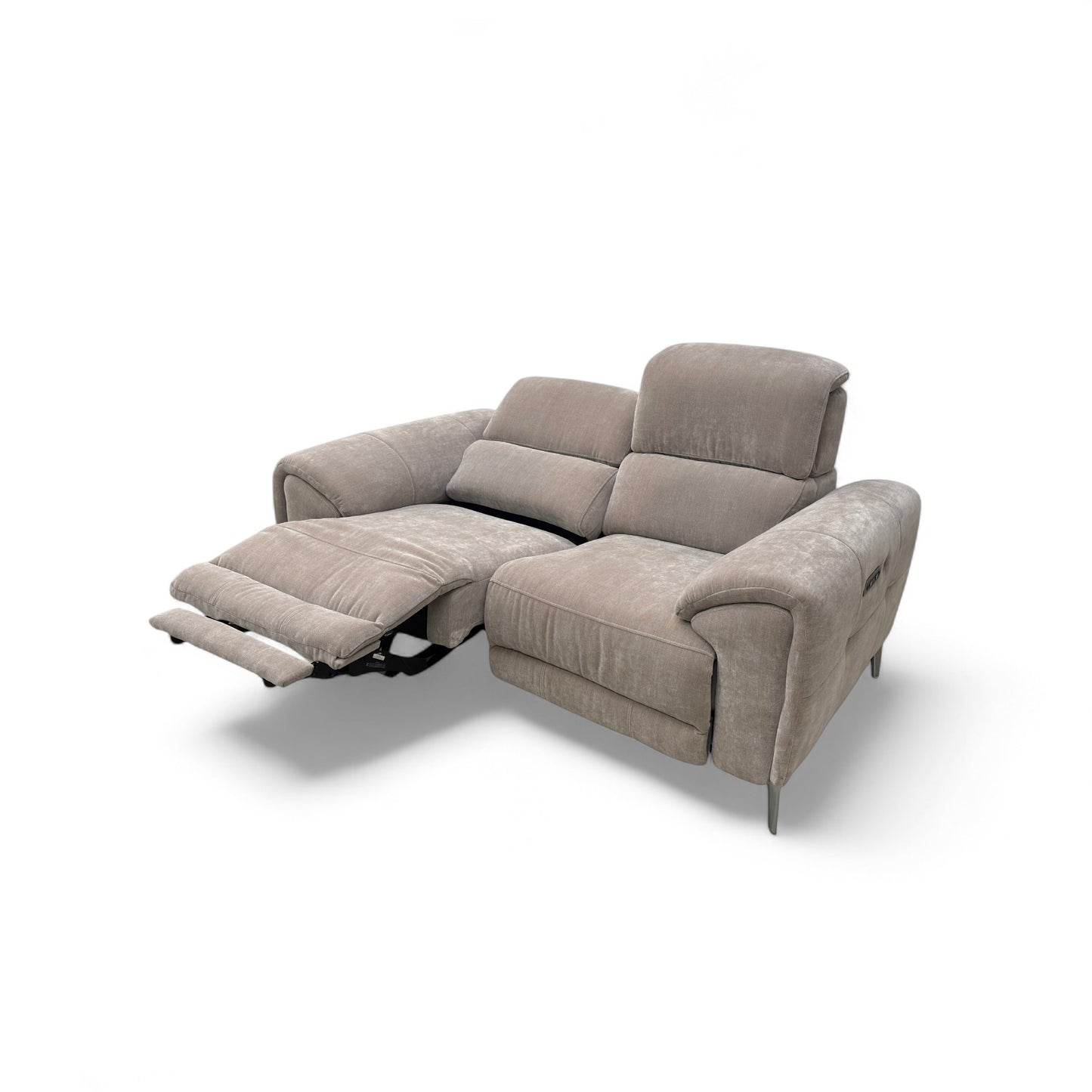 'Vino' Nutmeg Fabric 2 Seater Power Recliner Sofa with Power Headrests and Heated Seats