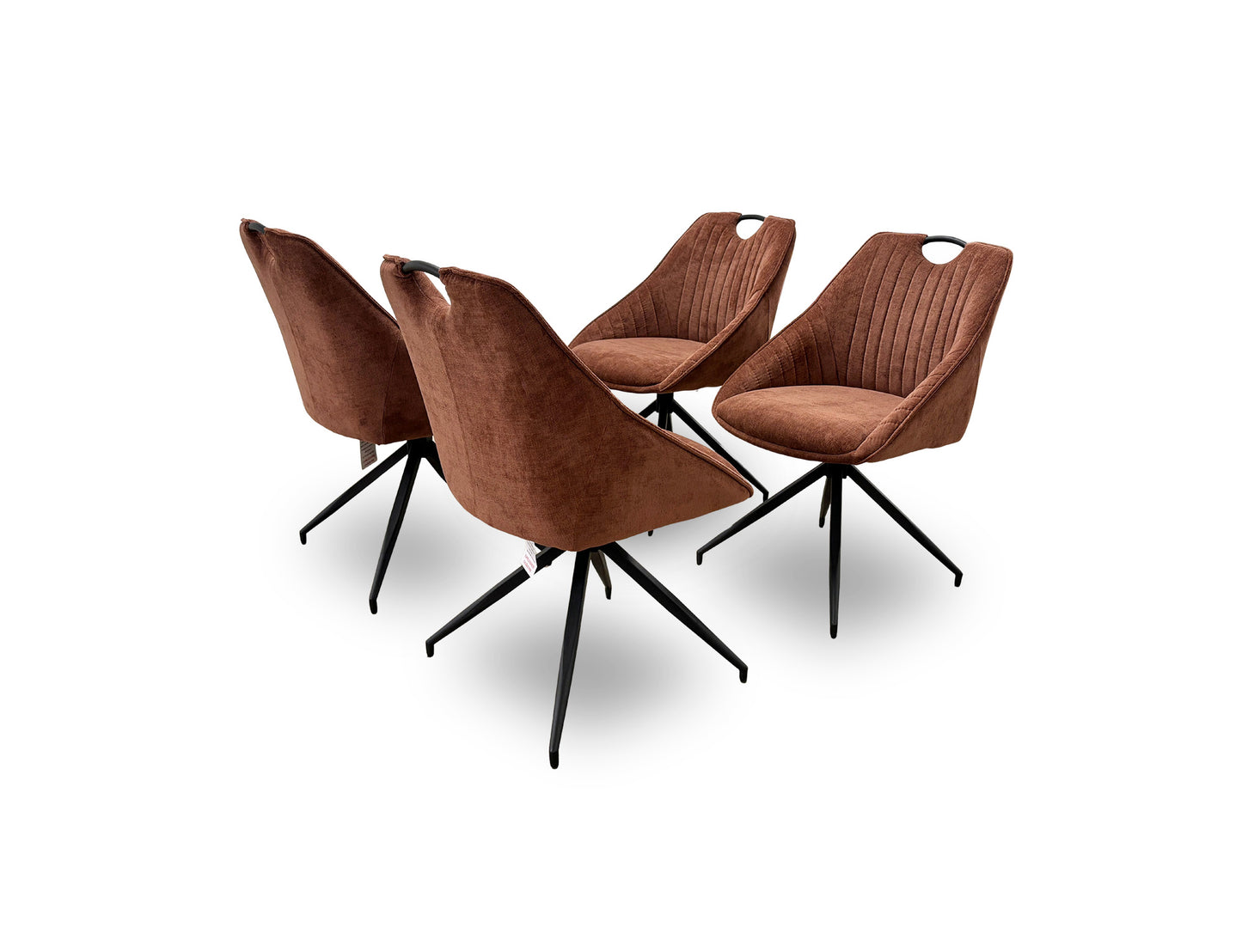 'Jai' Rust Fabric Set of 4 Swivel Dining Chairs