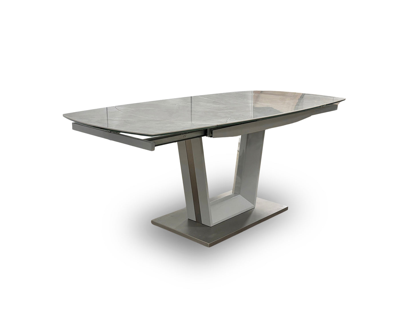 'Grigio' Marble-Effect Ceramic Top Swivel Extending Dining Table