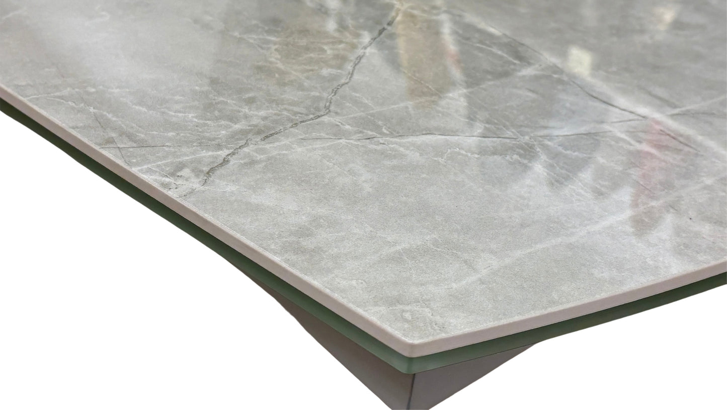 'Grigio' Marble-Effect Ceramic Top Swivel Extending Dining Table