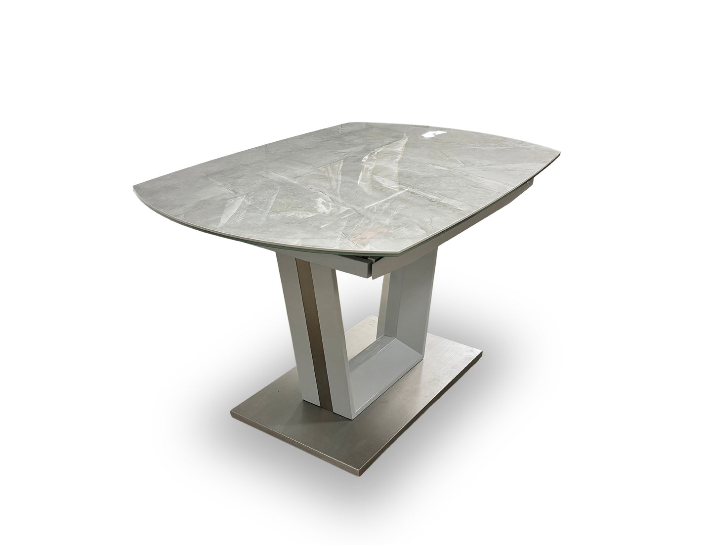 'Grigio' Marble-Effect Ceramic Top Swivel Extending Dining Table