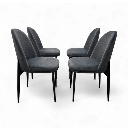 'Valent' Dark Grey Velvet Dining Chair - Set of 4