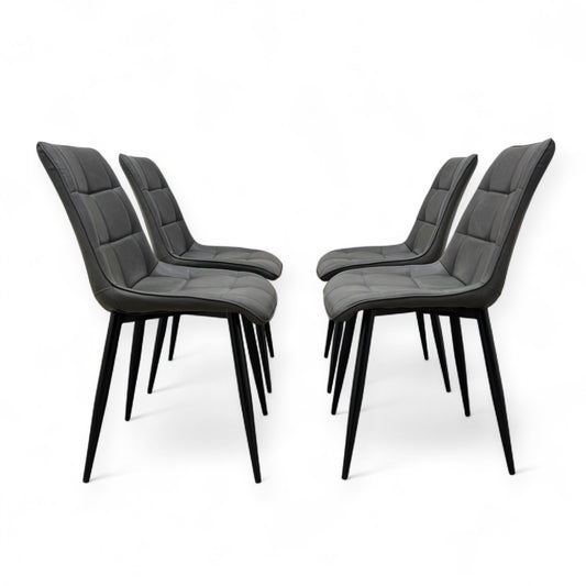 'Tessan' Grey Faux Leather Dining Chair - Set of 4