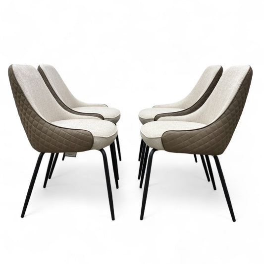 'Sadia' Biscuit Combination Dual Material Dining Chair - Set of 4