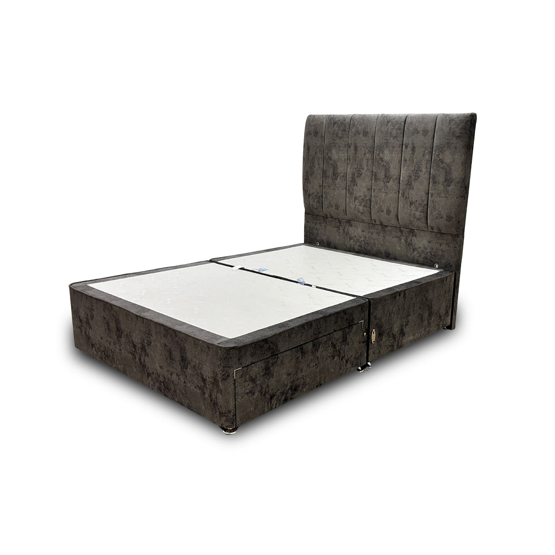 Sleepeezee ‘Mermory Sense’ Daytona Grey Divan Base with ‘Spire’ Floor Standing Headboard