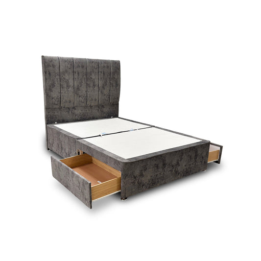 Sleepeezee ‘Mermory Sense’ Daytona Grey Divan Base with ‘Spire’ Floor Standing Headboard