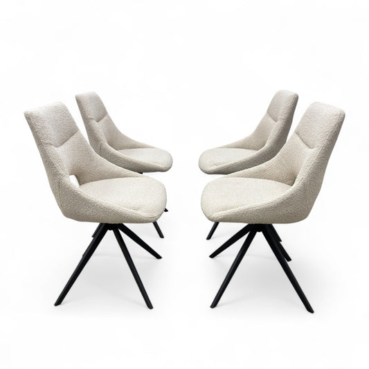 'Barefoot' Cream Boucle Swivel Dining Chair - Set of 4