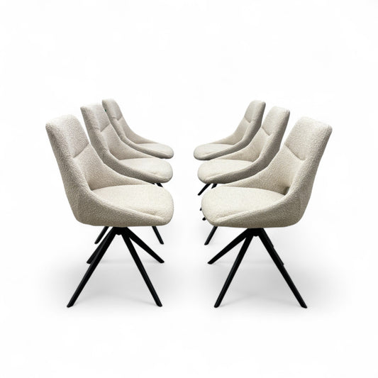 'Barefoot' Cream Boucle Swivel Dining Chair - Set of 6