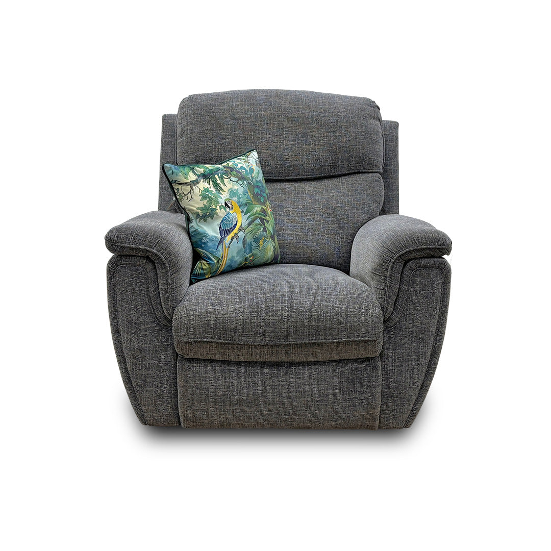 ‘Ashton’ Grey Fabric Swivel Rocking Manual Recliner Armchair