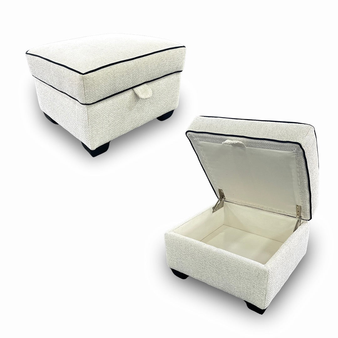 'Celine' Tuzzi Ivory Storage Footstool