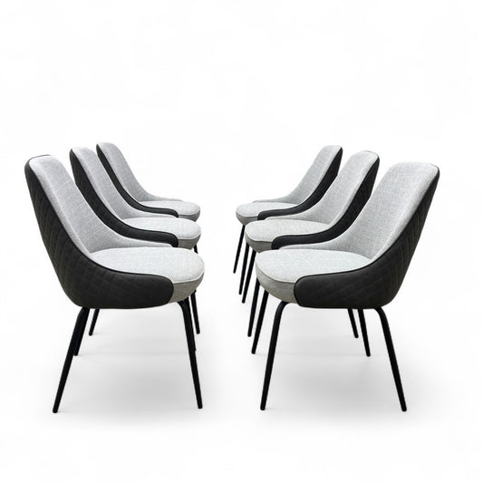 'Sadia' Grey Combination Dual Material Dining Chair - Set of 6