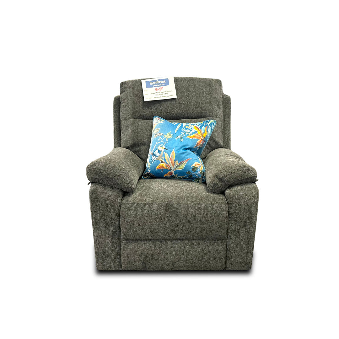 ‘Fenway' Manual Recliner Charcoal Grey Fabric Armchair