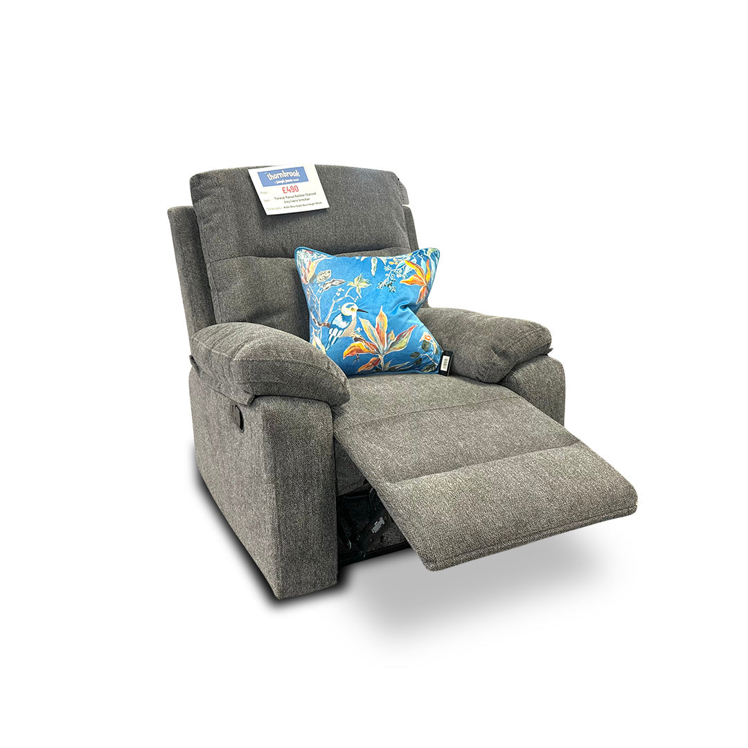 ‘Fenway' Manual Recliner Charcoal Grey Fabric Armchair