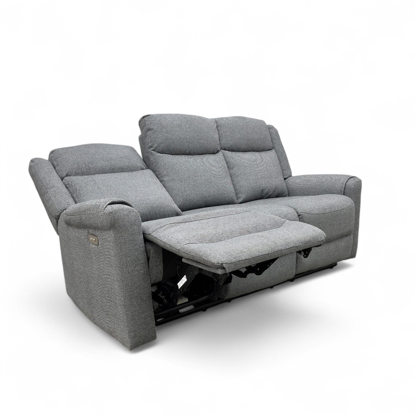 ‘Lexus’ Grey Fabric Power Recliner 3 Seater Sofa