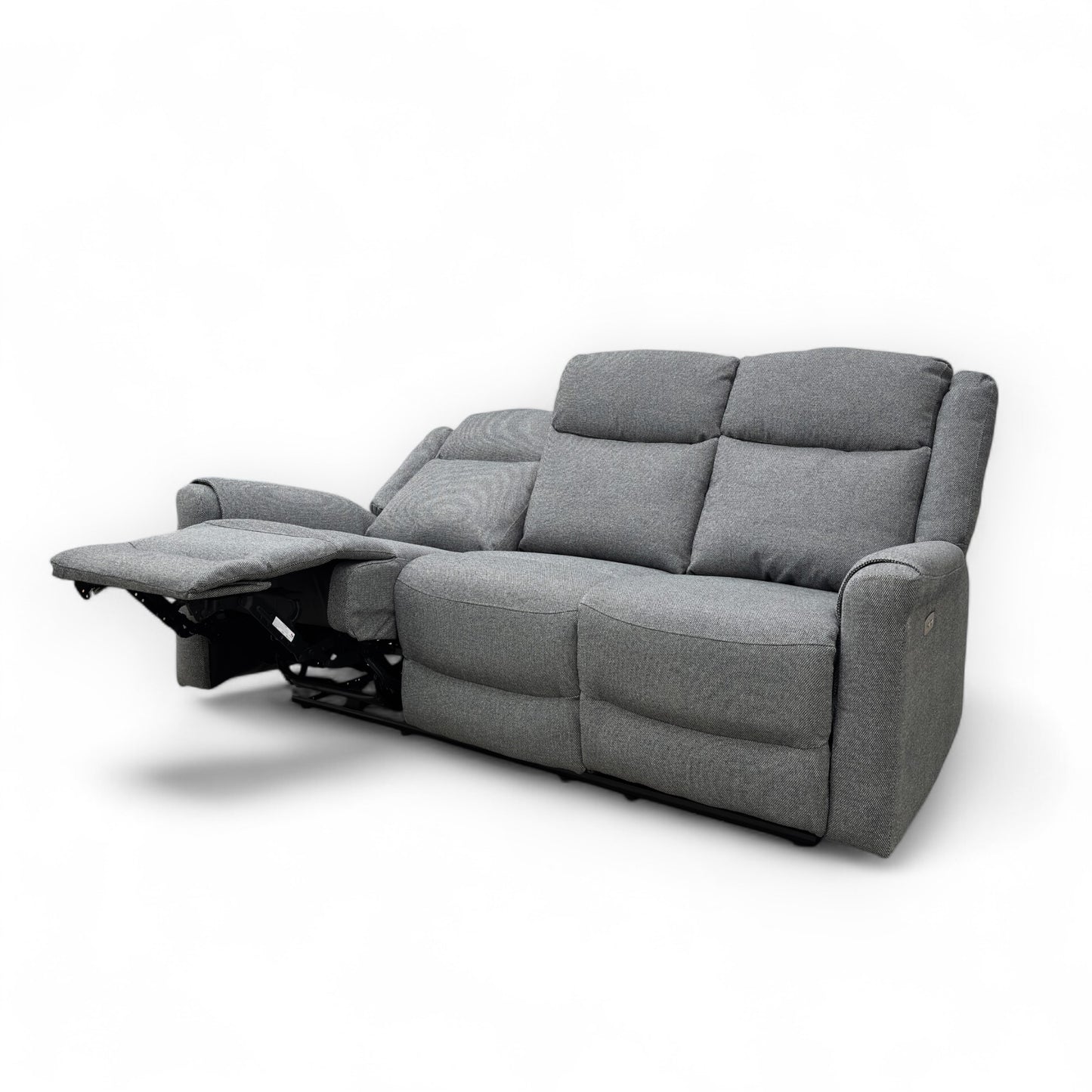 ‘Lexus’ Grey Fabric Power Recliner 3 Seater Sofa