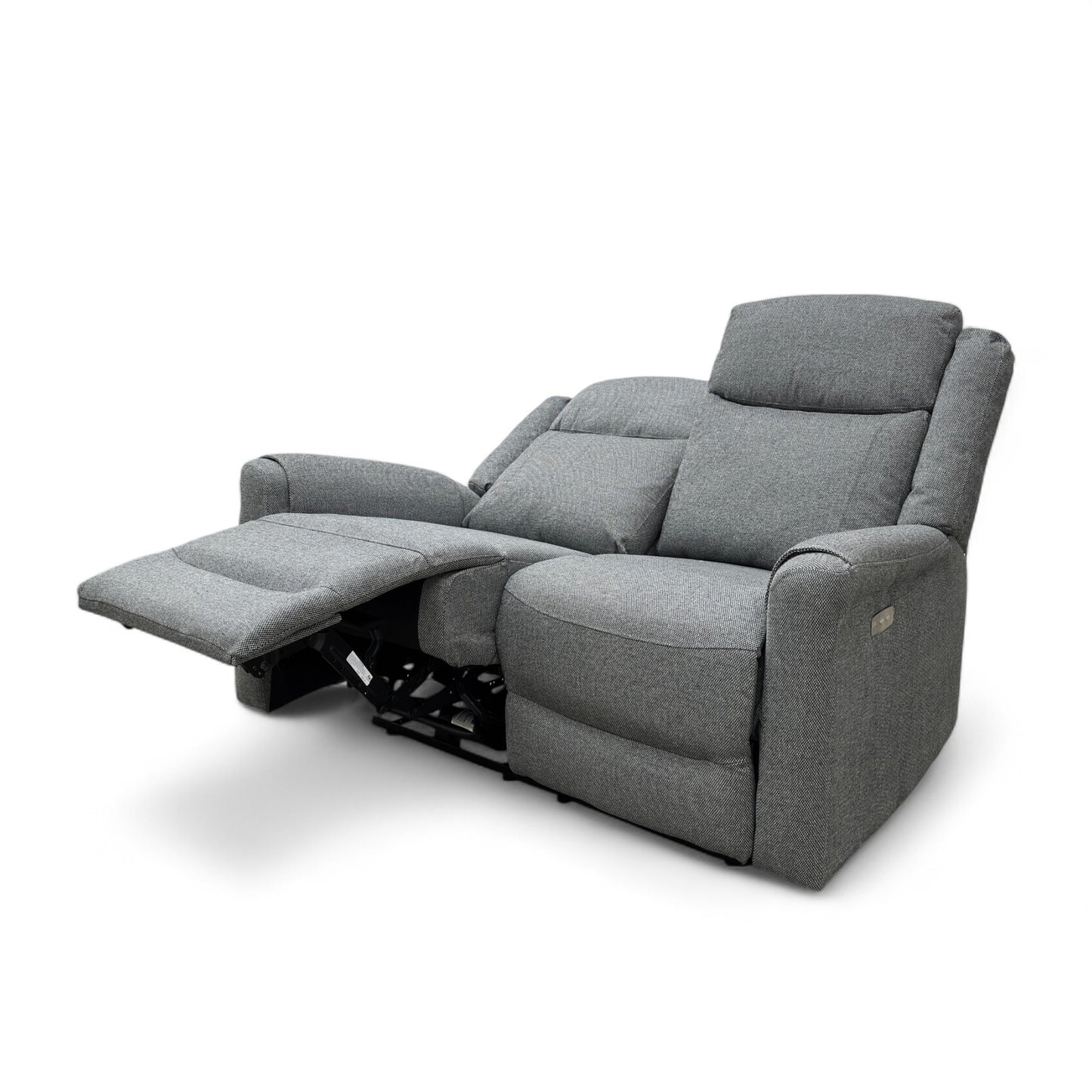 ‘Lexus’ Grey Fabric Power Recliner 2 Seater Sofa
