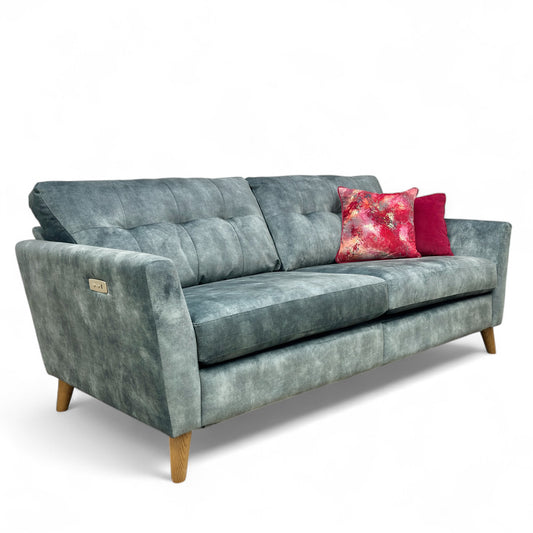 ‘Studio’ Coniston Teal Studio Velvet 3 Seater Power Recliner Sofa
