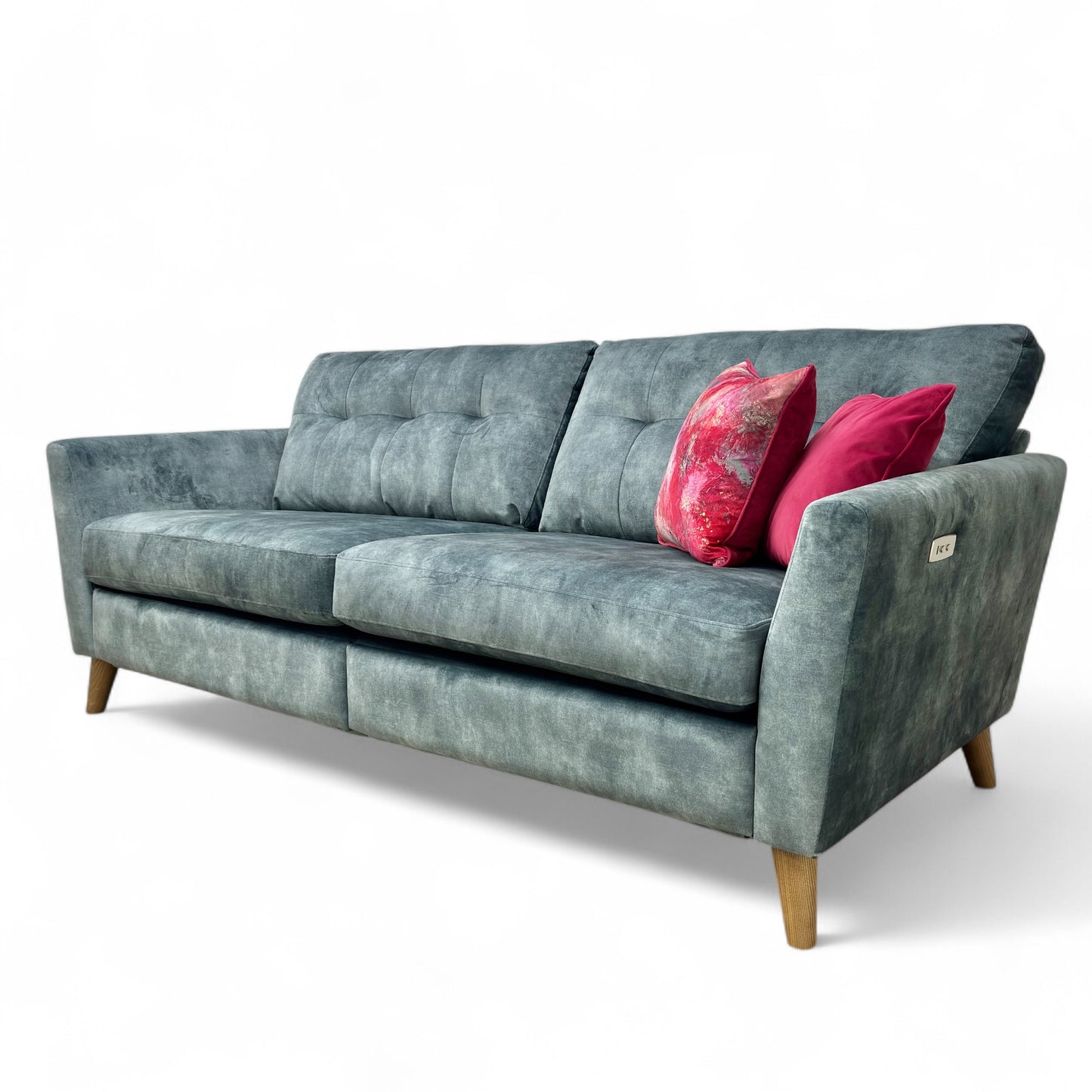 ‘Studio’ Coniston Teal Studio Velvet 3 Seater Power Recliner Sofa