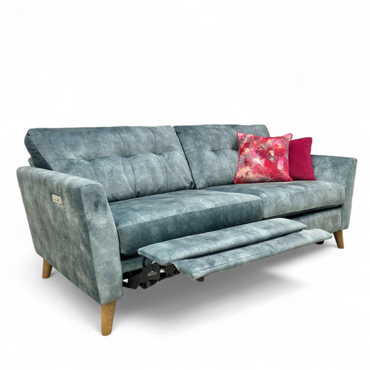 ‘Studio’ Coniston Teal Studio Velvet 3 Seater Power Recliner Sofa