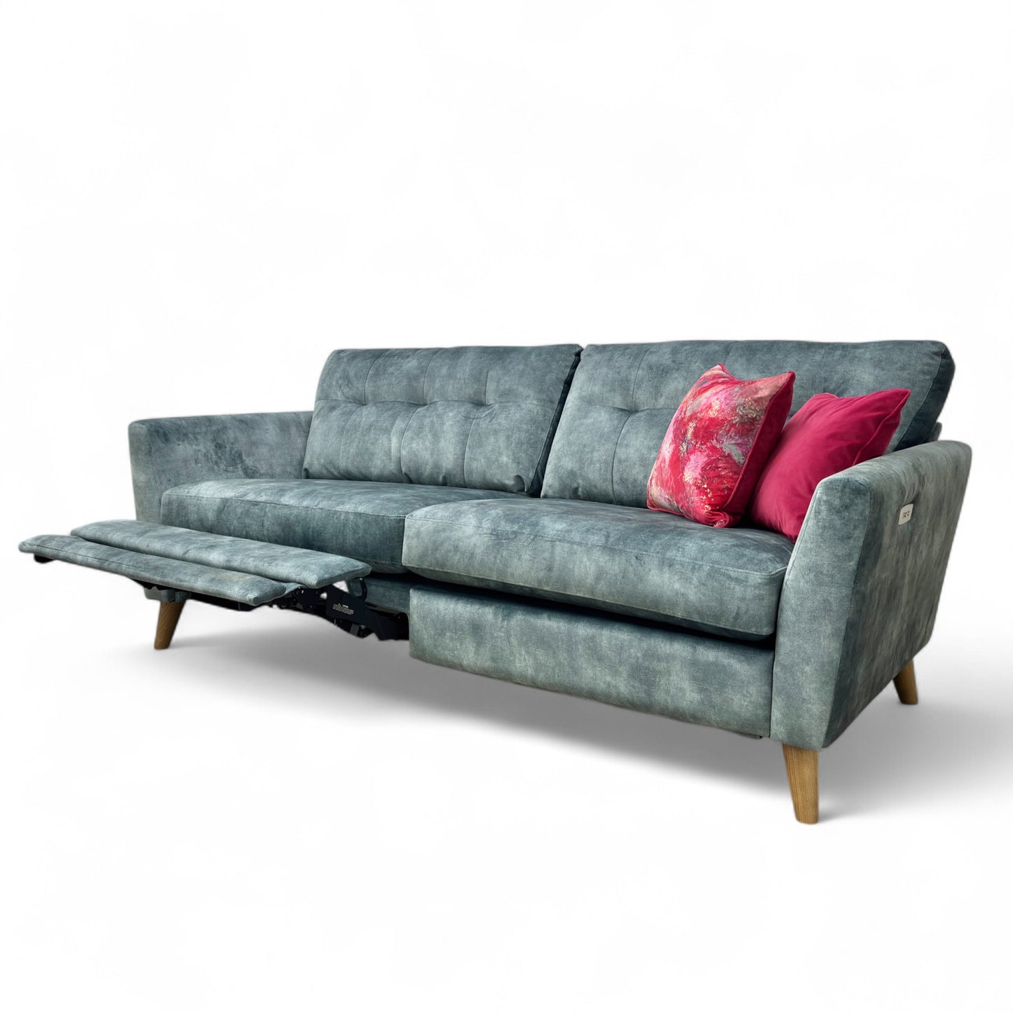 ‘Studio’ Coniston Teal Studio Velvet 3 Seater Power Recliner Sofa