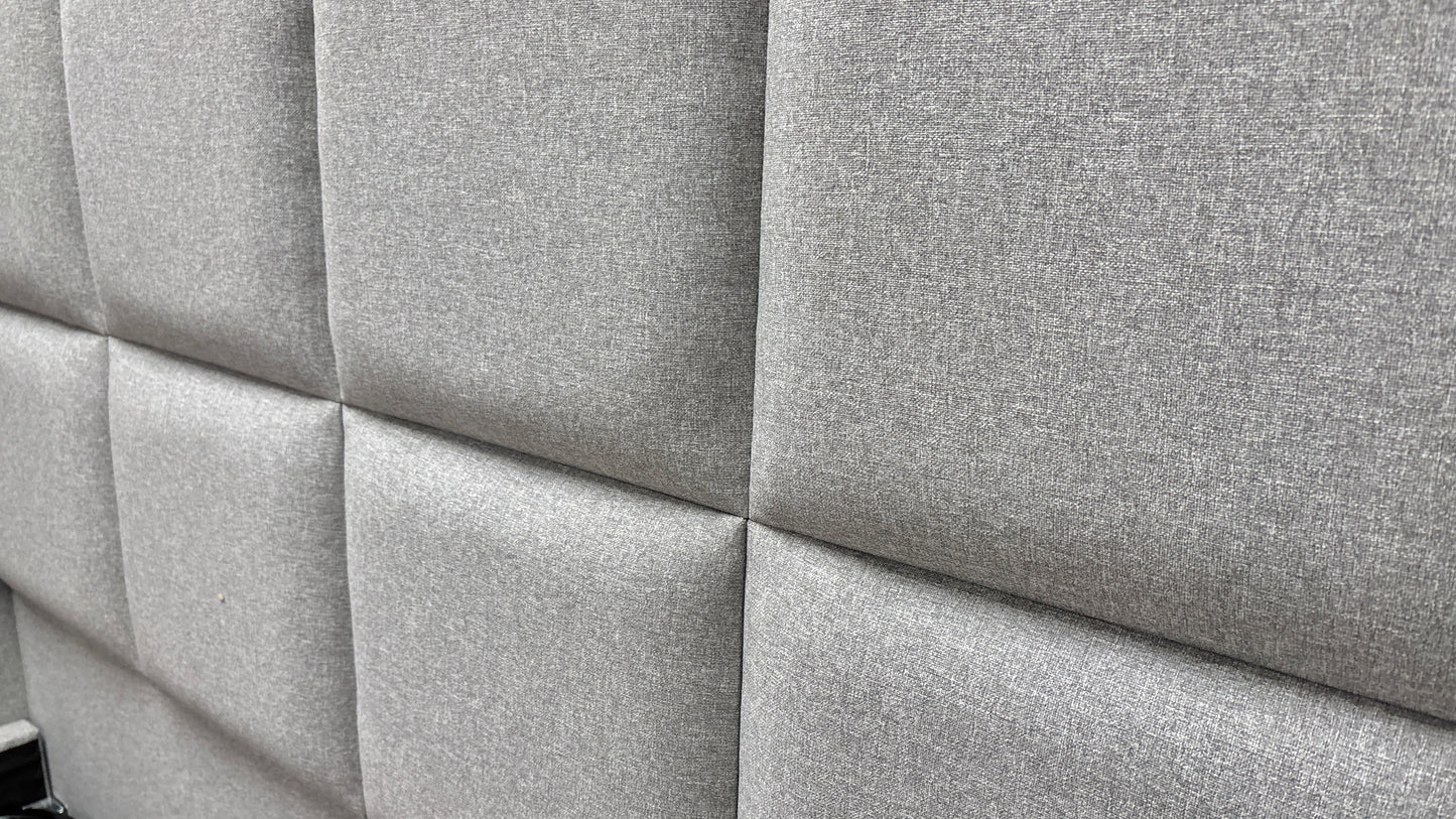 ‘Shiva’ 5’0 Gatsby Chalk Dust Shiva Fabric Ottoman Bed Frame - King
