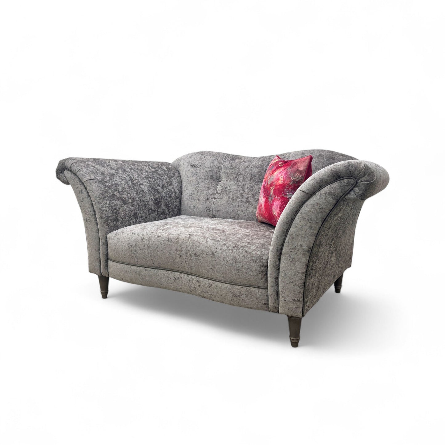 ‘Theodore’ Grey Crushed Velvet Cuddler Chair