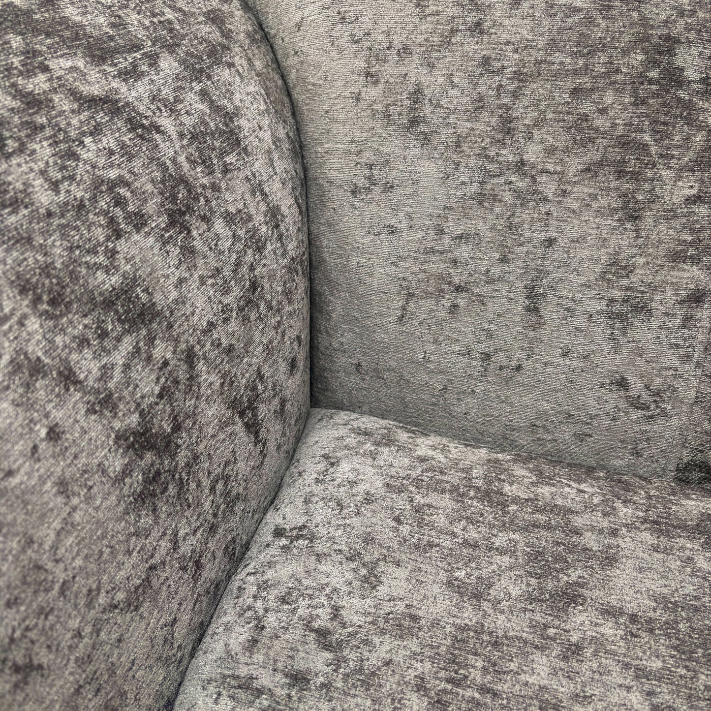 ‘Theodore’ Grey Crushed Velvet Cuddler Chair