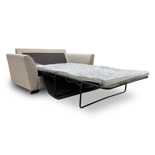 ‘Poppy' Beige Linen Fabric Large 2 Seater Sofa Bed