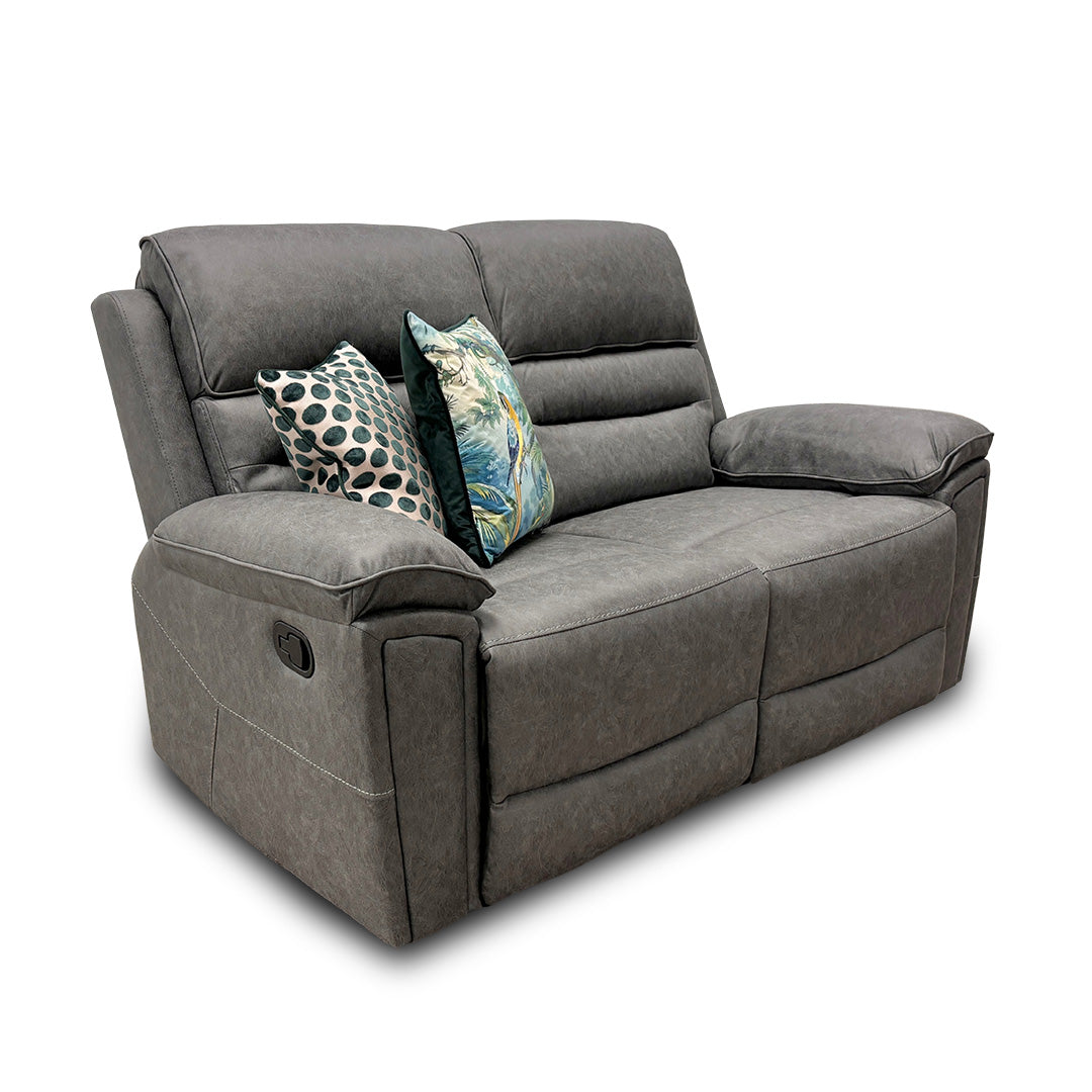 'Azzurri' Grey Endurance Fabric Manual Recliner 2 Seater Sofa