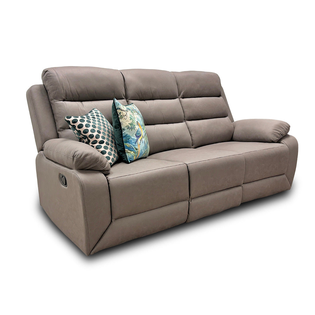 ‘Trinity’ Manual Recliner Grey Soft Endurance Fabric 3 Seater Sofa