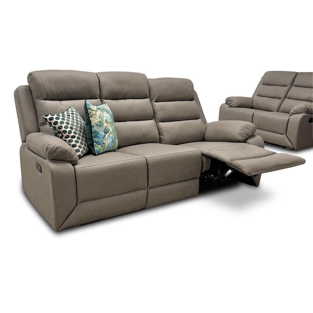 ‘Trinity’ Manual Recliner Grey Soft Endurance Fabric 3 Seater Sofa
