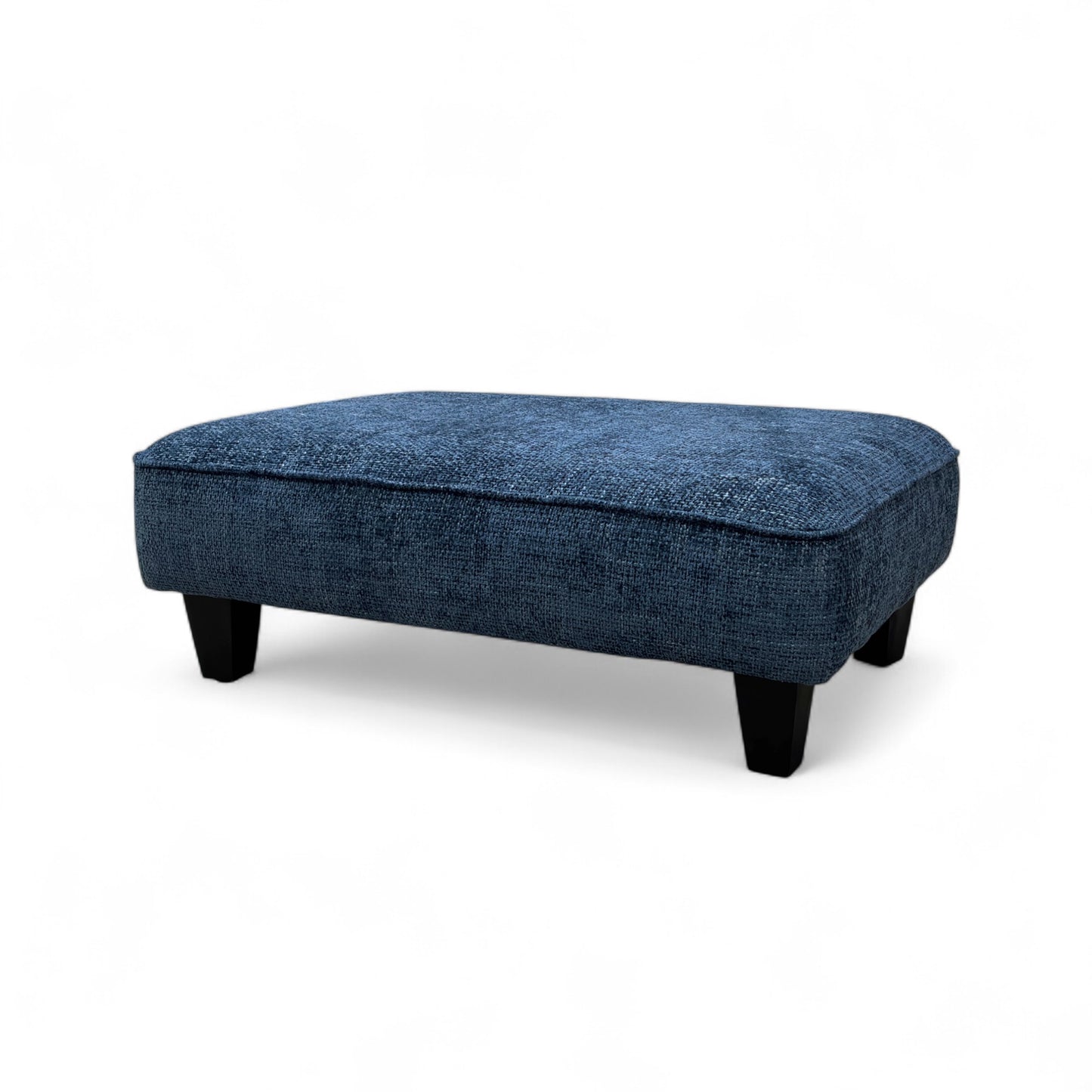 ‘Iris’ Blue Woven Fabric Banquette Footstool