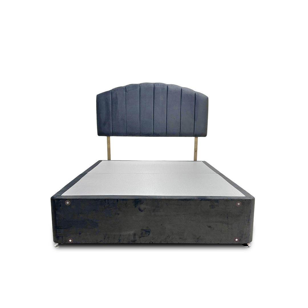 ‘Merlin’ Charcoal Velour King Bed with 2 Drawers