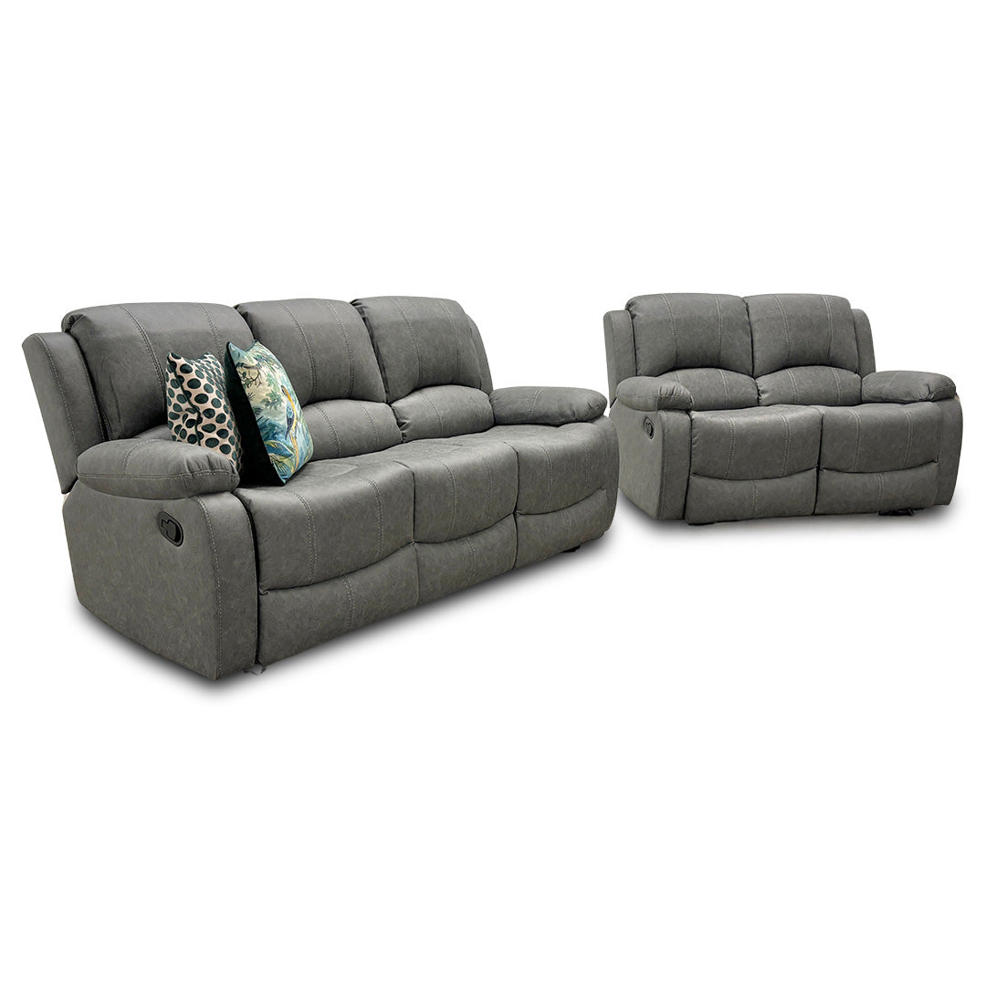 ‘Bennett’ Grey Endurance Fabric Manual Recliner 3 + 2 Seater Sofa Set