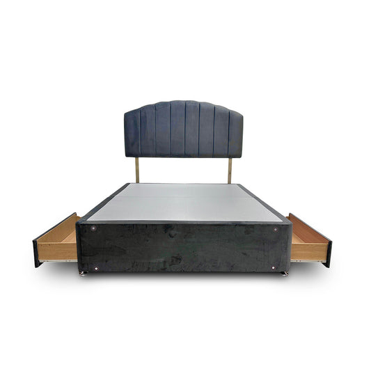 ‘Merlin’ Charcoal Velour King Bed with 2 Drawers