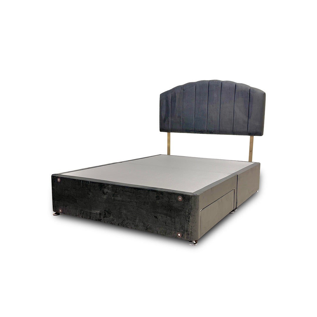 ‘Merlin’ Charcoal Velour King Bed with 2 Drawers