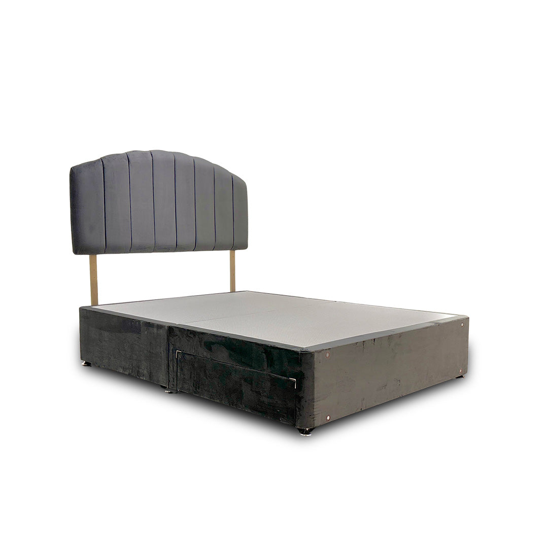 ‘Merlin’ Charcoal Velour King Bed with 2 Drawers