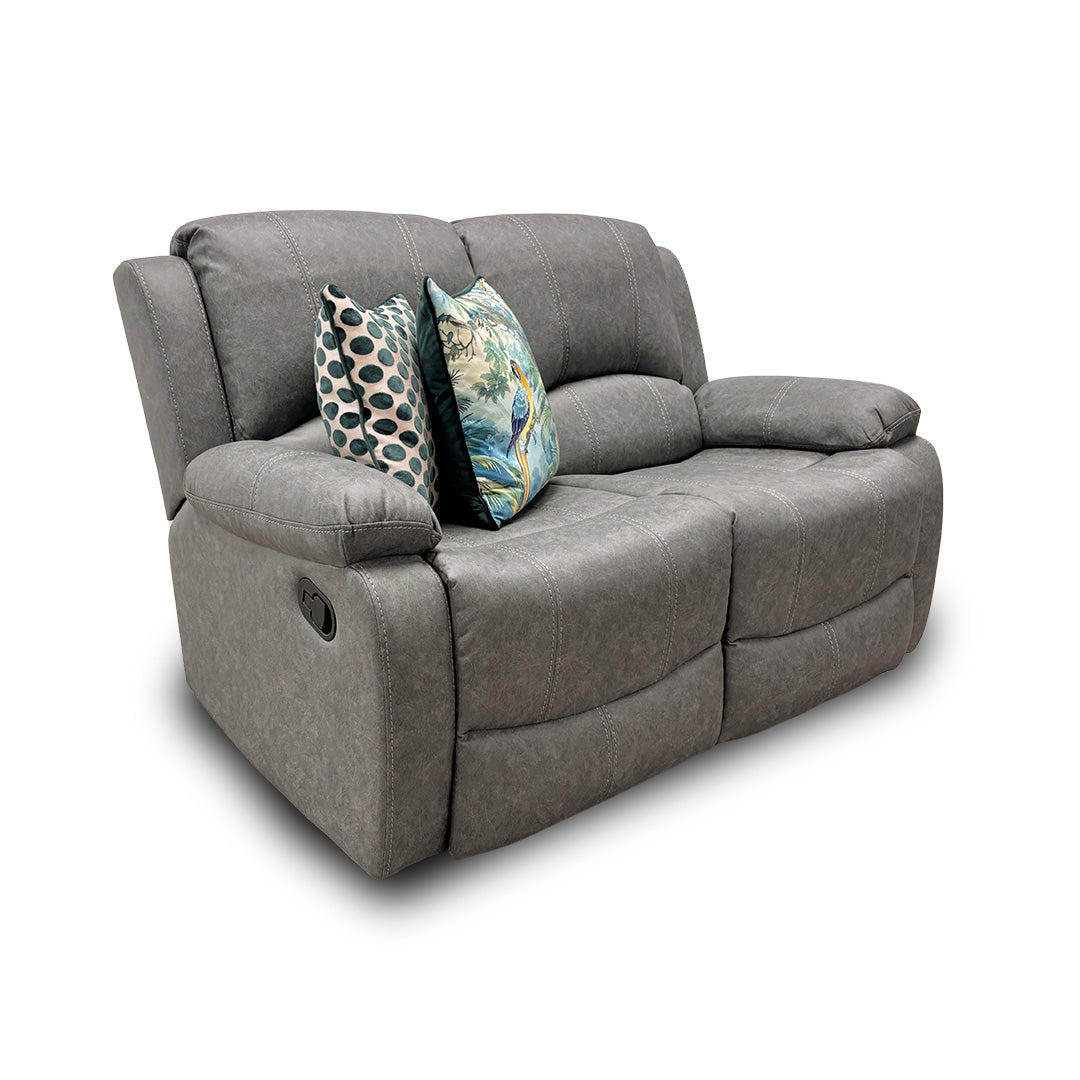 ‘Bennett’ Grey Endurance Fabric Manual Recliner 2 Seater Sofa