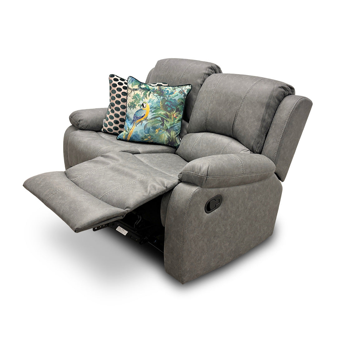 ‘Bennett’ Grey Endurance Fabric Manual Recliner 2 Seater Sofa
