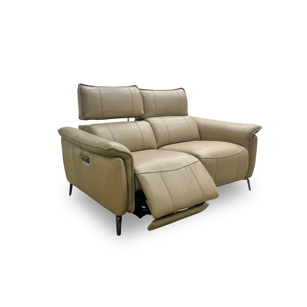 ‘Jude’ Montana Barley Cat-60/06 2 Seater Leather Power Recliner Sofa with Telescopic Headrests