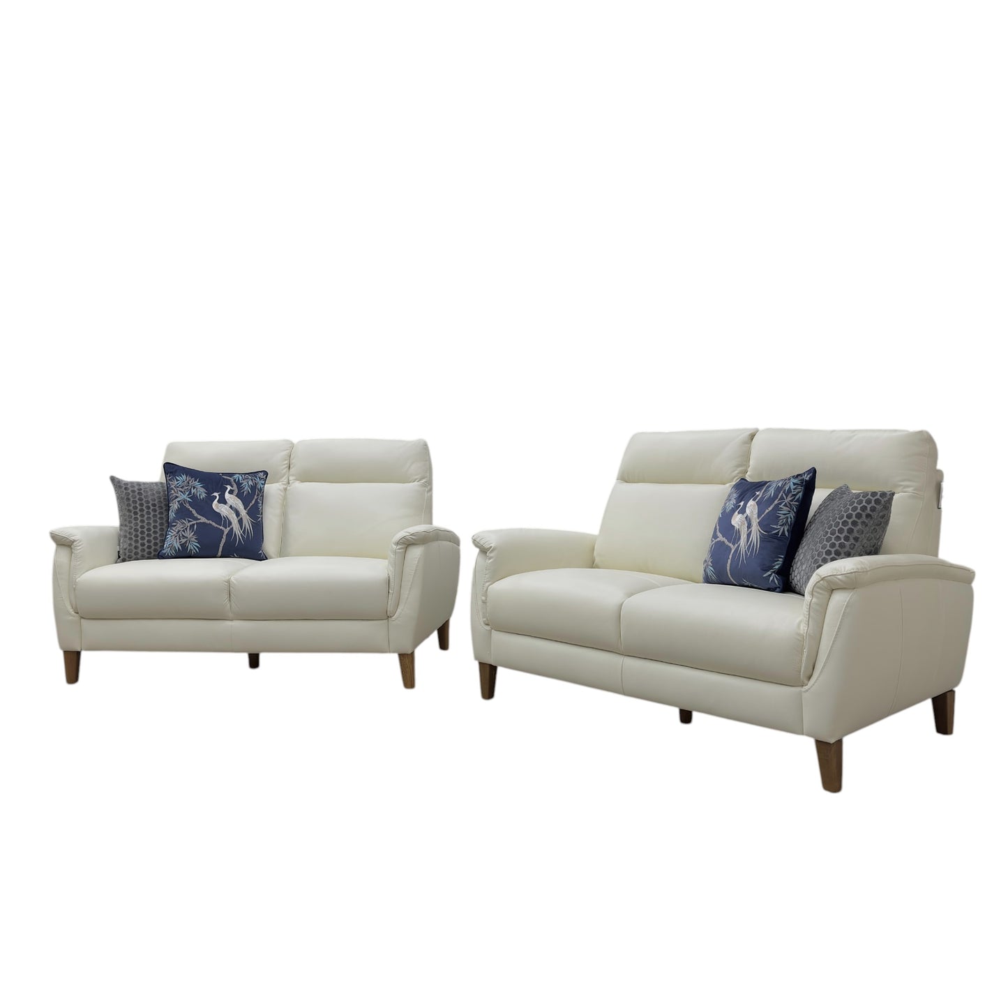 ‘Linden’ White Leather 2 + 2 Seater Sofa Set