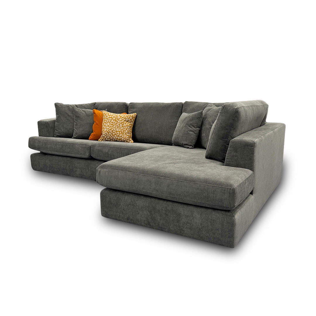 'Stratus' Graphite Gracelands Fabric Right Hand Facing Corner Chaise Sofa