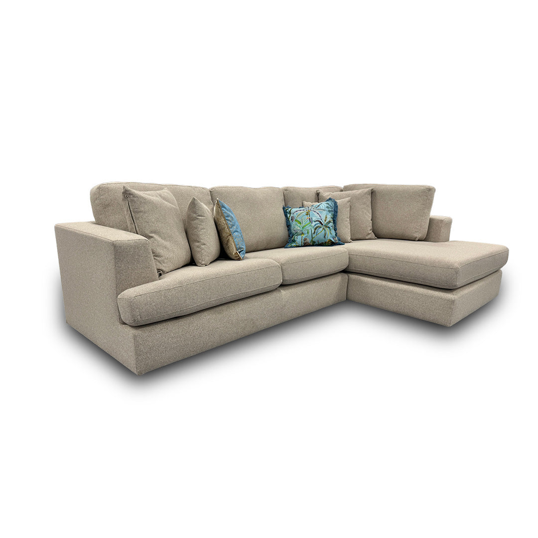 'Stratus' Ashley Oatmeal Weave Fabric Right Hand Facing Corner Chaise Sofa
