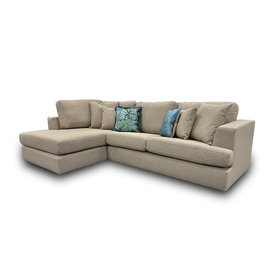 Stratus' Ashley Oatmeal Weave Fabric Left Hand Facing Corner Chaise Sofa