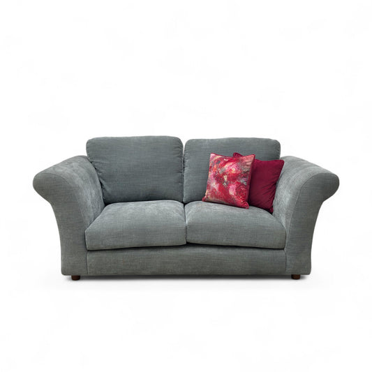 ‘Amelie’ Polar Grey Linen 2 Seater Sofa with Scroll Arms