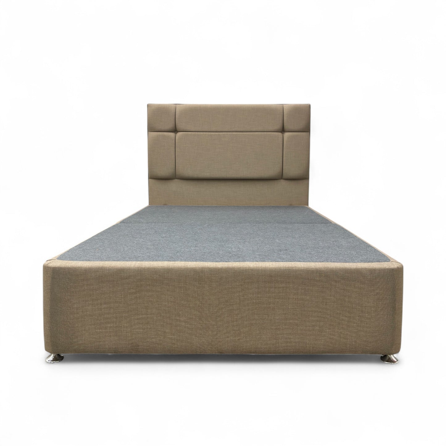 ‘Dalton’ Oatmeal Fabric 2 Draws Divan Base with Floor Standing Headboard - Double