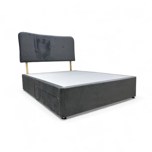 ‘Grace’ Grey Velvet 2 Draw Divan Base with Headboard