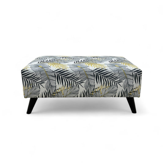 ‘Leah’ Jungle Pattern Velvet Banquette Footstool