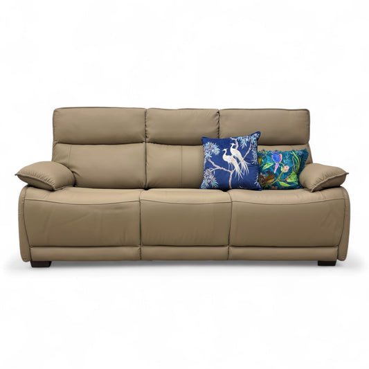 'Lugo' Latte Leather 3 Seater Sofa